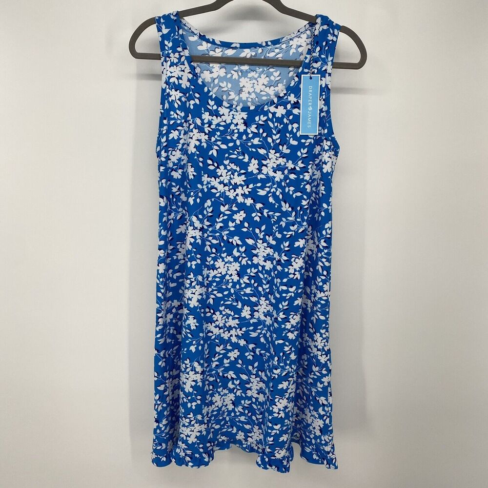 NWT Draper James Women's Ruffle Nightie in Blue Shadow Floral- Size S/M - Picture 1 of 6